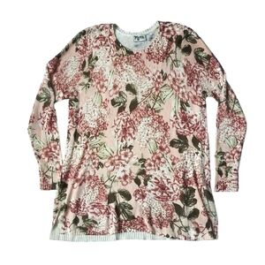 Show Me Your Mumu Hydrangea Blooms Floral Knit Sweater 'Bonfire' Oversized Pink
